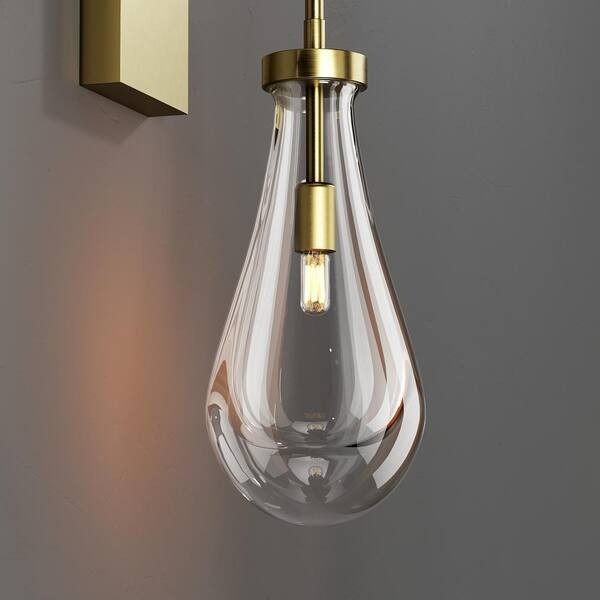 Merra 5 in. 1-Light Bronze Luxury Raindrop Wall Sconce with Clear Glass Shade