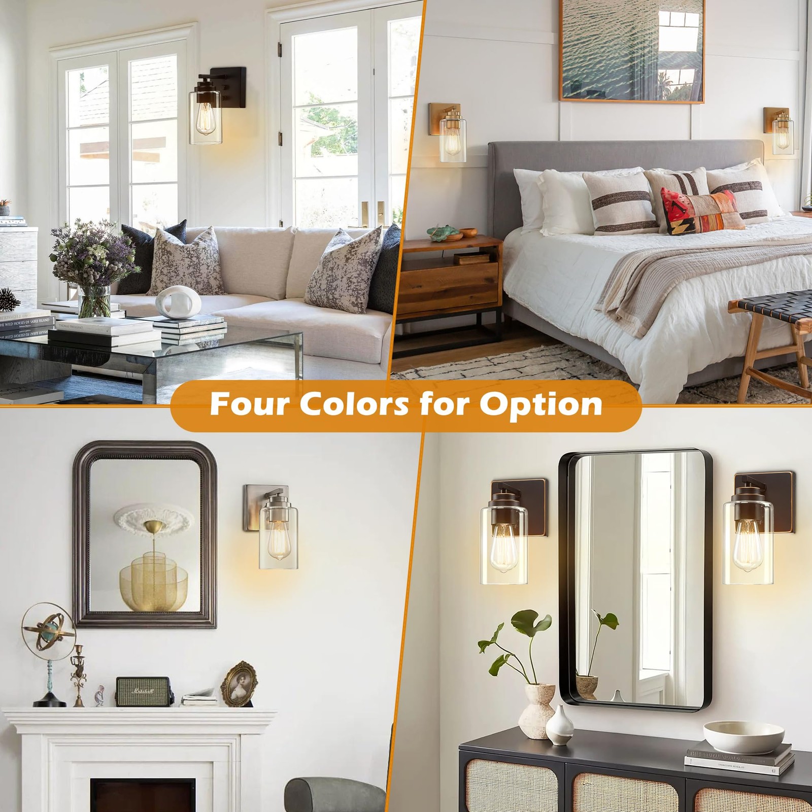 Wall Sconces Set of Two, Bedside Wall Lamps with Rotary Switch for Bedroom, M…
