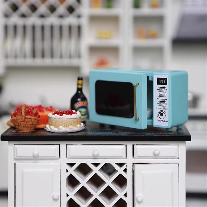 Realistic 1:12 Scale Miniature Microwave Oven Model for Dollhouses Enthusiasts