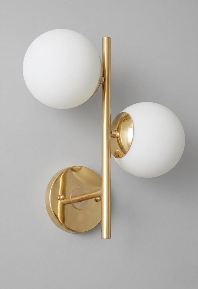 Handmade Italian Brass Wall Sconce Handmade Glass Globe Wall Lamps