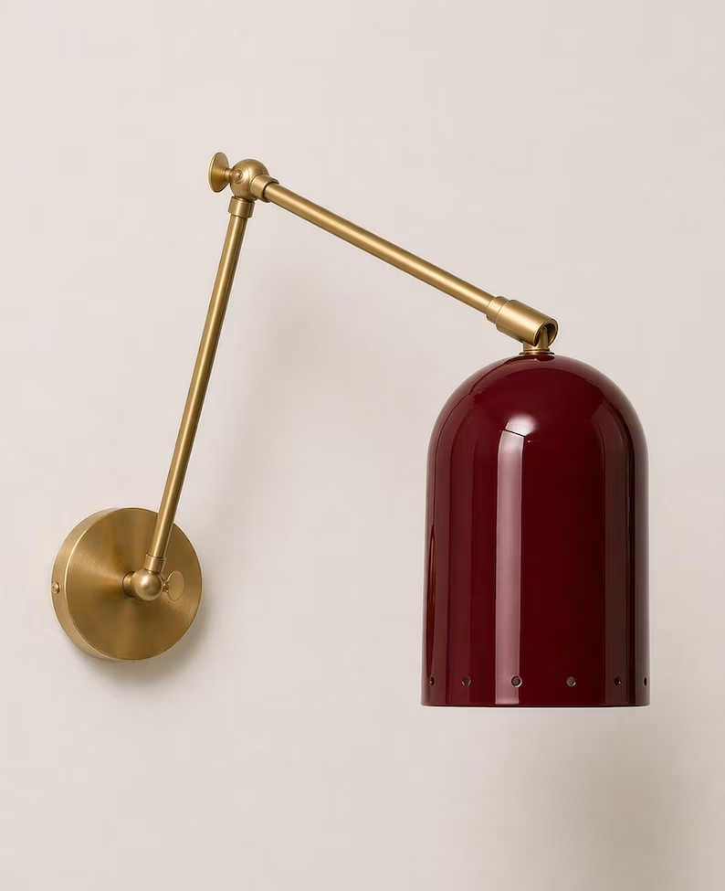 Handmade Adjustable Brass Wall Sconce, Modern Swing Arm Reading Wall Lamp