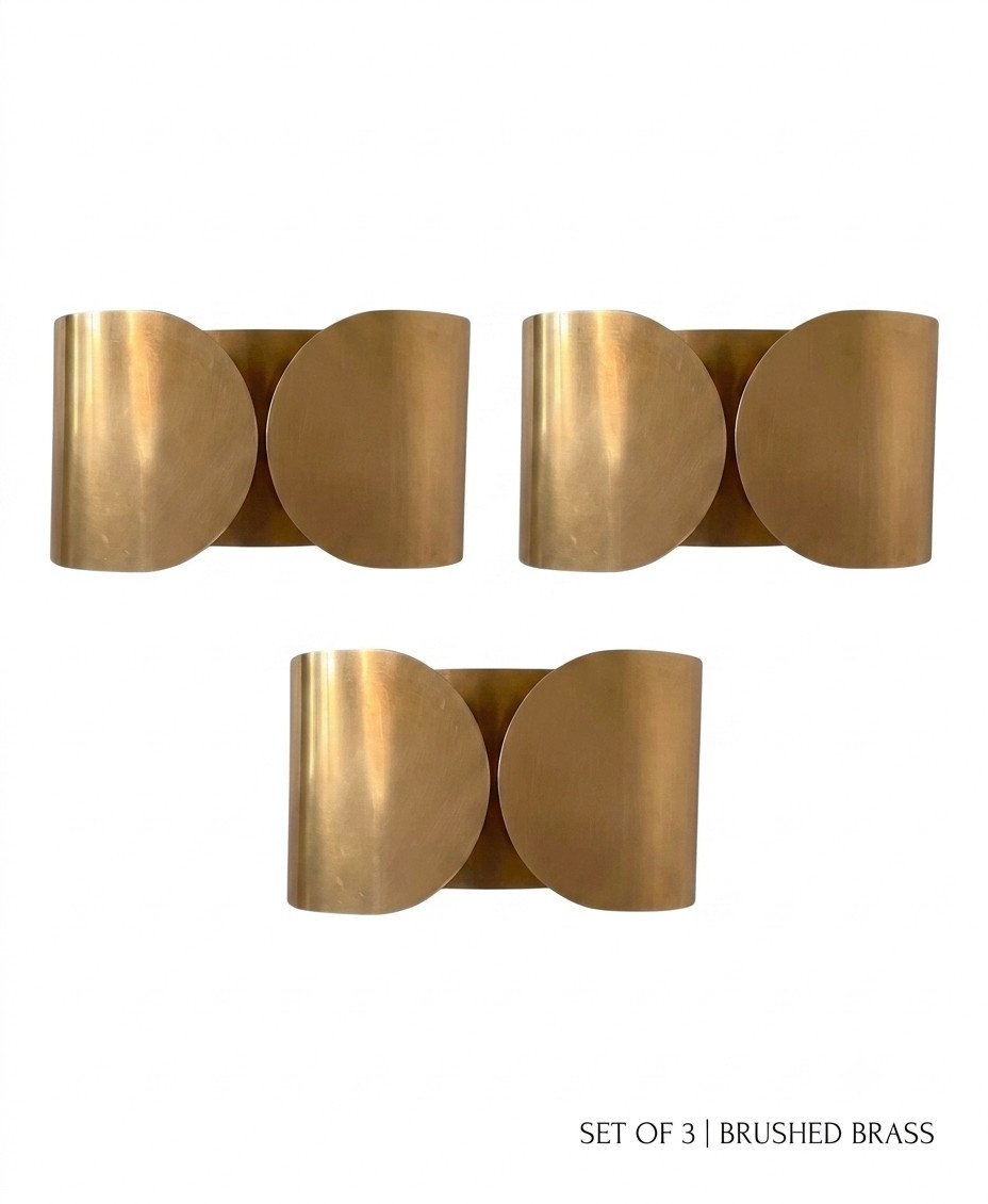 Pair Of Foglio Sconces Italian Lamp Mid Century Wall Sconce Raw Brass Sputnik