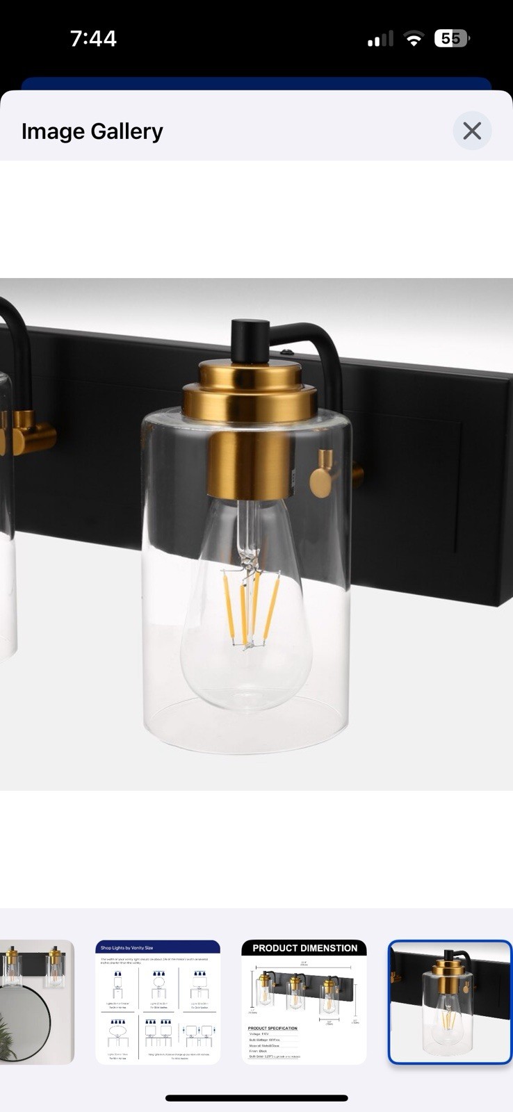 Modern/Contemporary Vanity Light 3 Lights 22.5” Black And Gold {45}