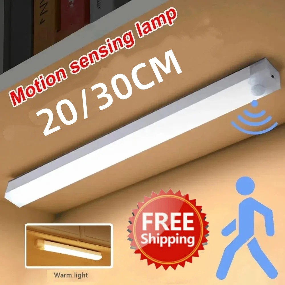 LED Motion Sensor Under-Cabinet Light USB Rechargeable Strip for Closet Kitchen