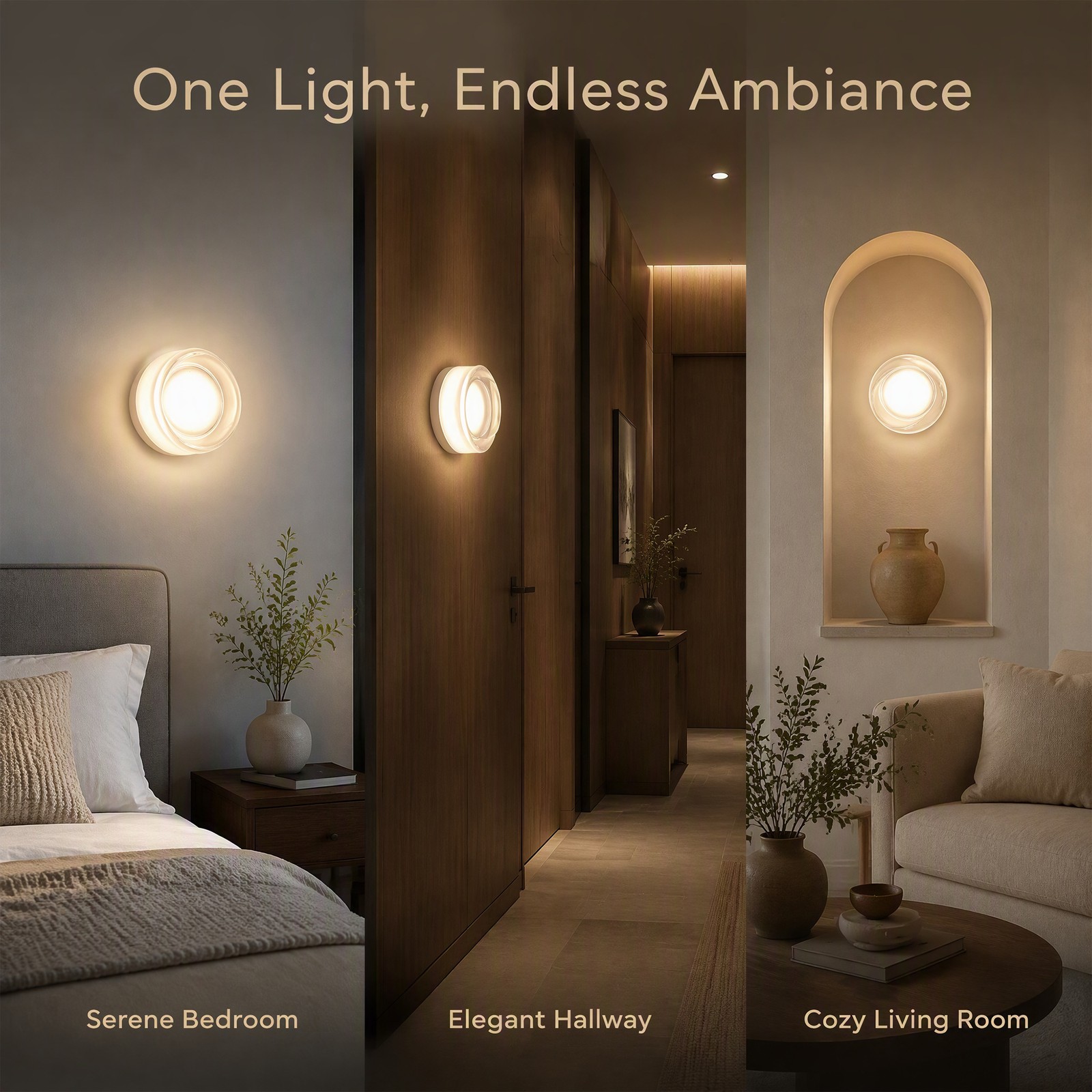 5″ Thick Glass Wall Lamp Indoor LED Sconce Bedroom Ceiling Light Fixture 3000K