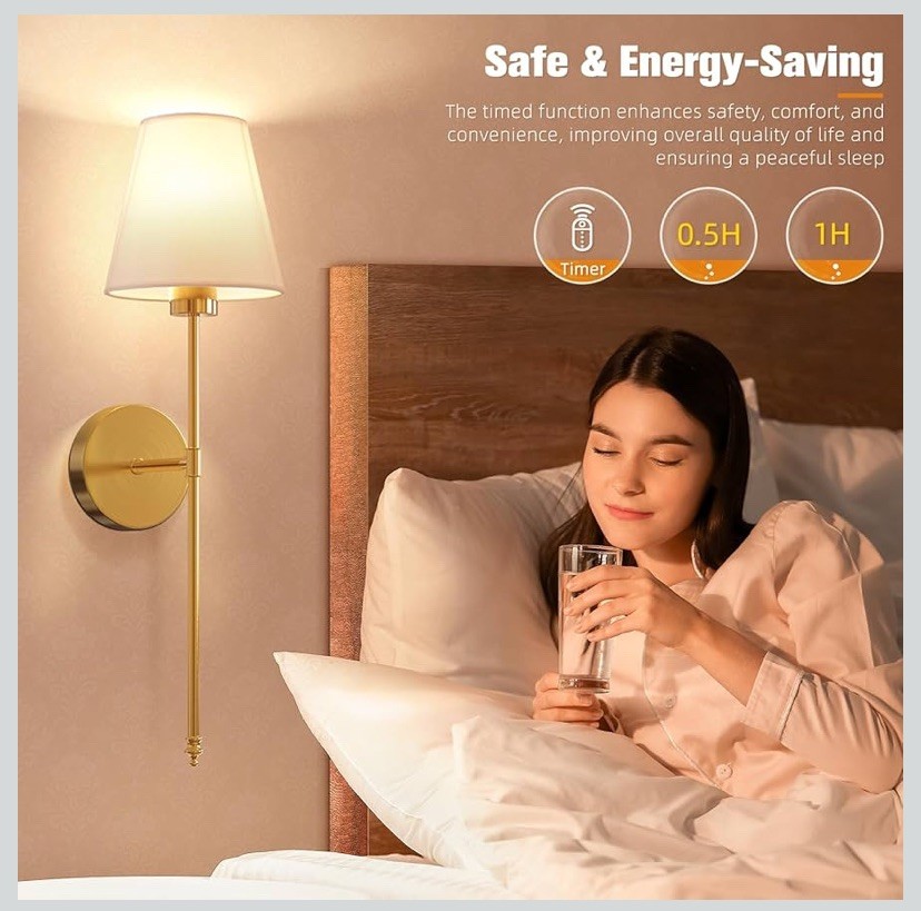 Wall Sconce Set Of 2 Battery Operated Gold Rechargeable Dimmable