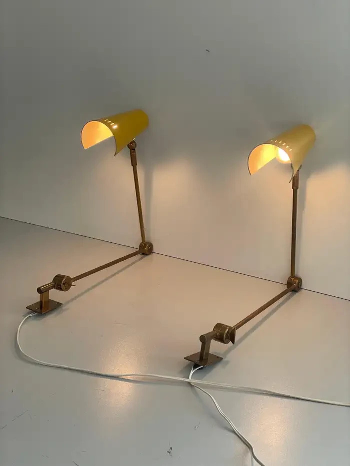 Orange Metal and Brass Pair of Sconces by Colombocreationz, 1960, India