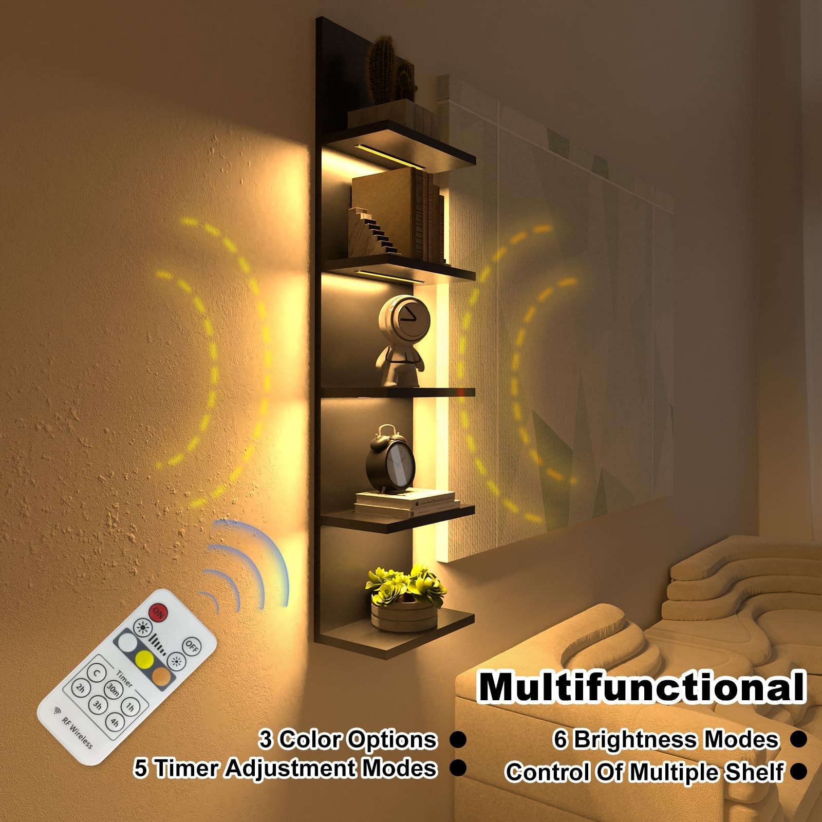 Homaterial 5 Tier Wall Shelf Unit, Black Modern Vertical Lack Wall Shelves wi…