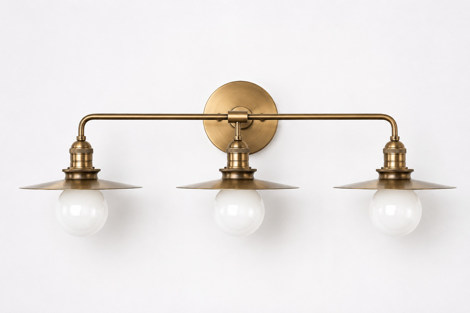 Vintage Brass 3-Light Wall Sconce, Mid Century Industrial Vanity Lamp