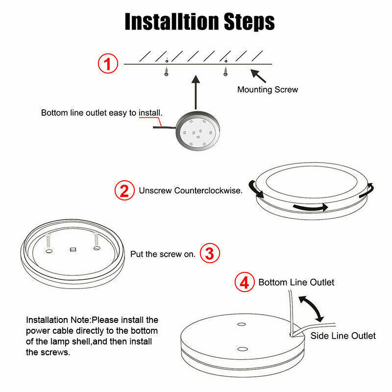 4/8/12PC LED Puck Light Under Cabinet Closet Lighting Kitchen Room Night Wired