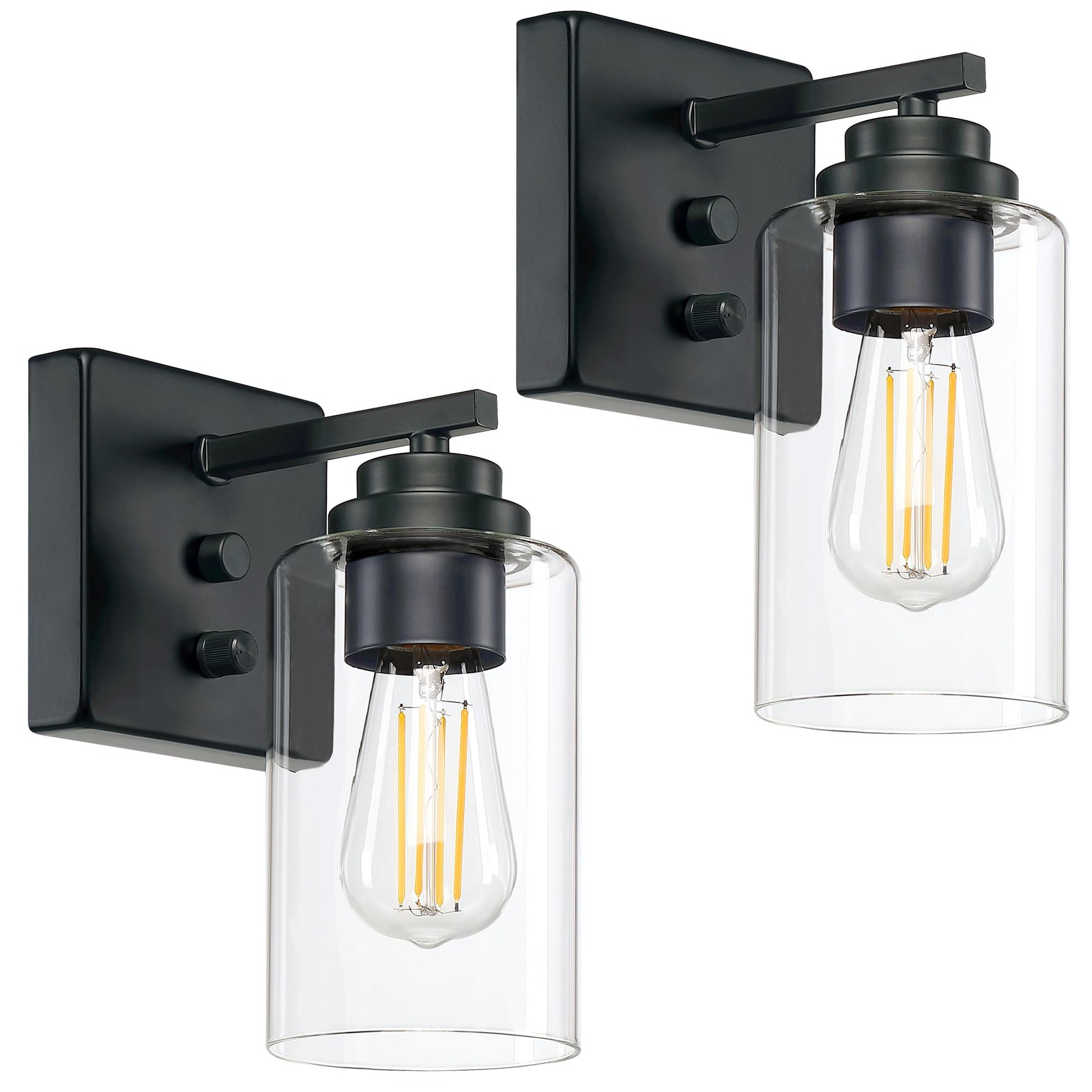 Loyareal Dimmable Wall Sconces Set of 2 Bedsides Lamps with Rotary Switch E26