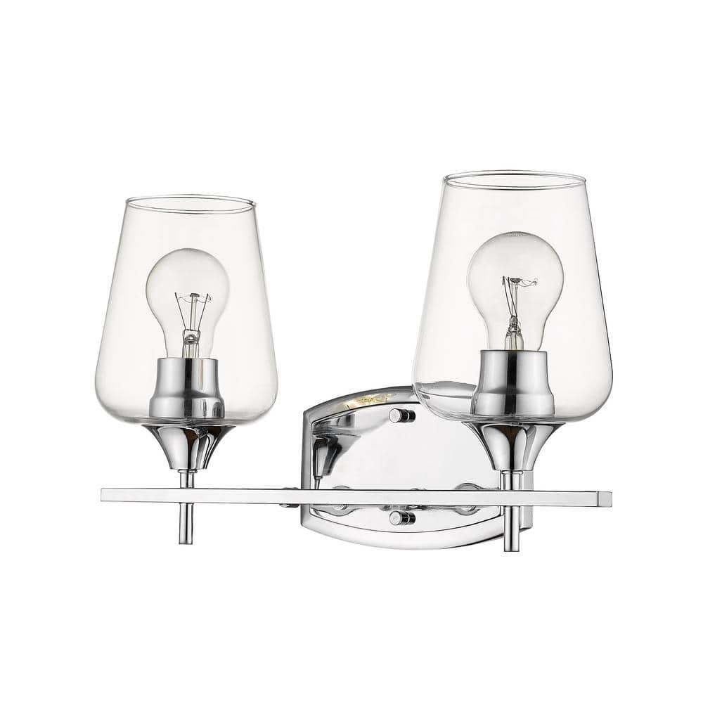 Unbranded Joliet 15 in. 2-Light Chrome Vanity Light with Clear Glass
