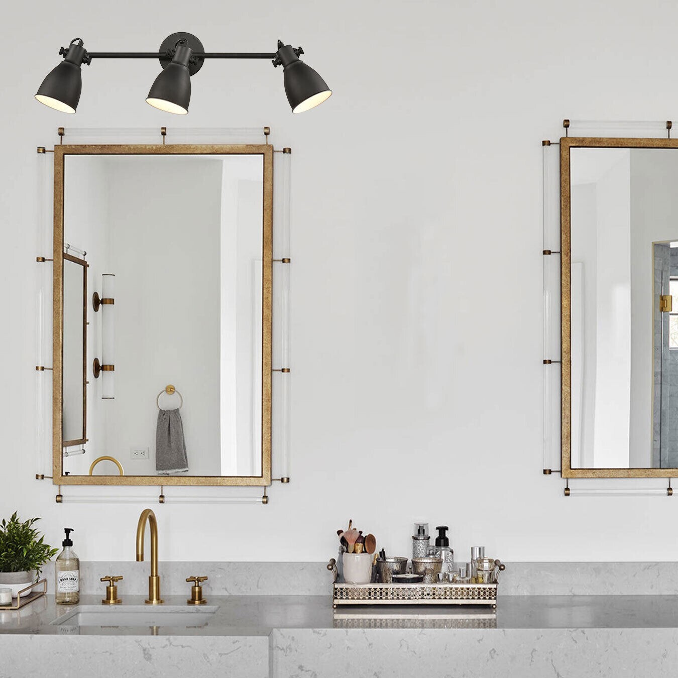 Industrial Wall Sconce Matte Black 3-Light Track Lighting Wall Mount