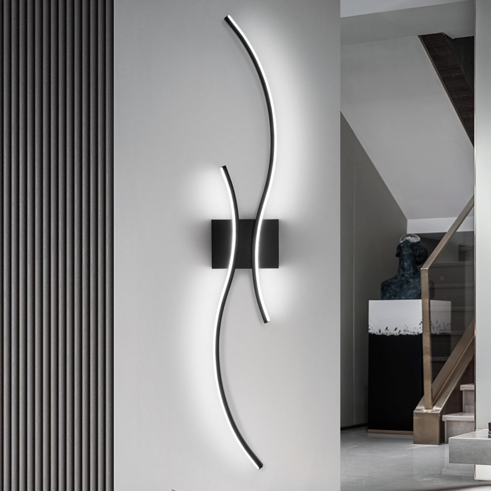 CANEOE Modern Led Wall Light, 39inch 1 Pack, Hard-Wired, Black, 6000K,1 Pack