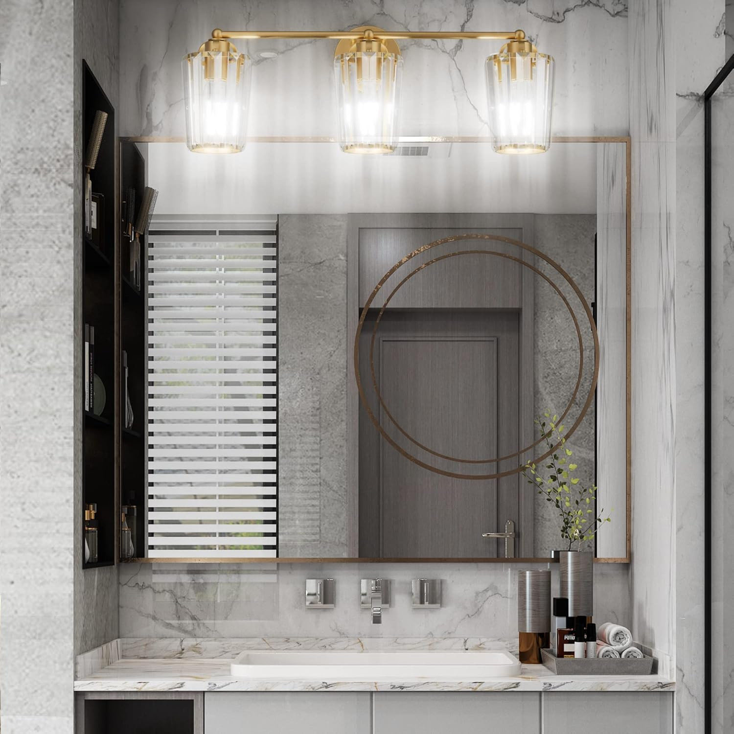 Crystal Vanity Lighting Fixtures 3 Light Bathroom Vanity Light Gold Light Fixtur