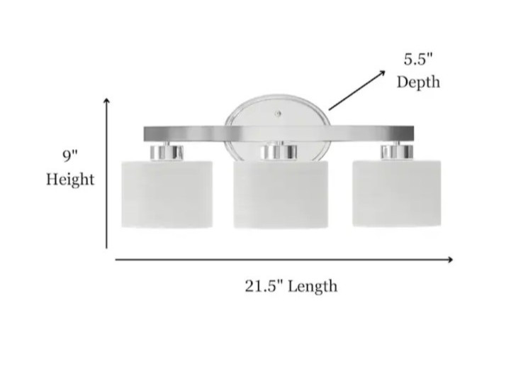 allen+roth Vanity Light VBSS271-SH, 21-1/2″X9″ X 5-1/2″, 3 Light Polished Chrome