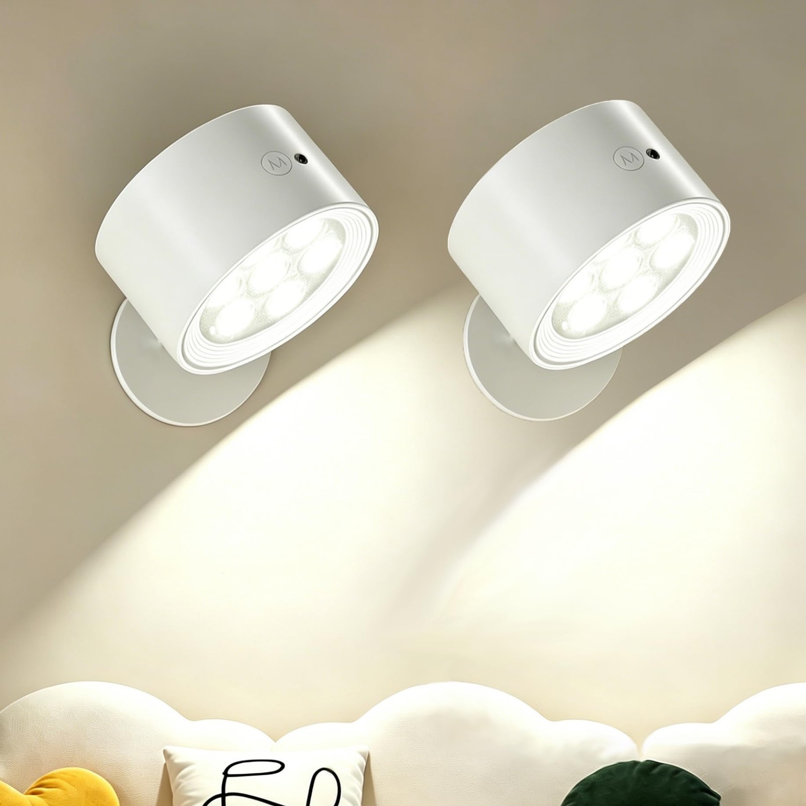 Rechargeable Wall Sconce 2 Pack, Remote & Touch Control, Dimmable