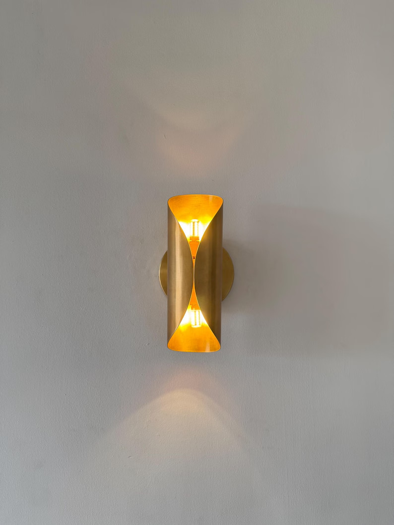 Raw Brass Wall Sconce, Modern Minimalist G9 Light Fixture, Bedside Hallway Light