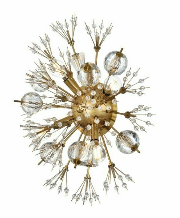 Wall Sconce Crystal and Glass Light Fixture Gold Sputnik Modern Bathroom Bedroom
