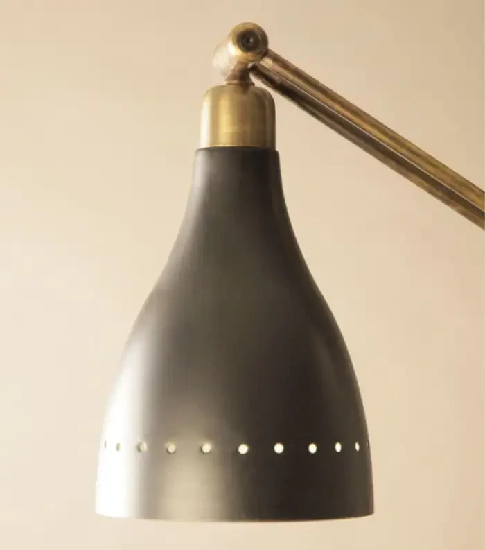 Brass Wall Light with Painted Aluminum Shade by colombocreationz