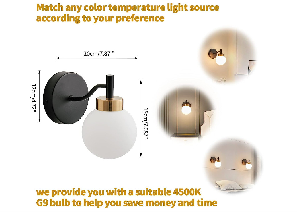 Wall Sconce Light Fixtures for Bathroom, Bedroom Living Room Hallway Set of 2