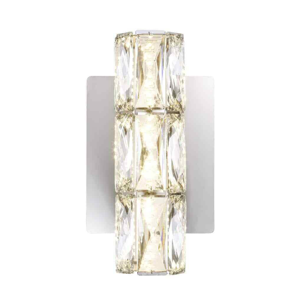 Home Decorators Keighley LED Chrome & Crystal Vanity Wall Sconce Light Fixture