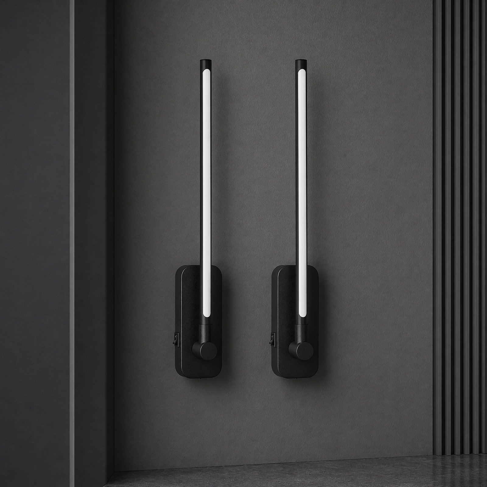 2 Pack 21» Battery Operated LED Wall Sconce Light w Remote 3CCT 5000mAh Black