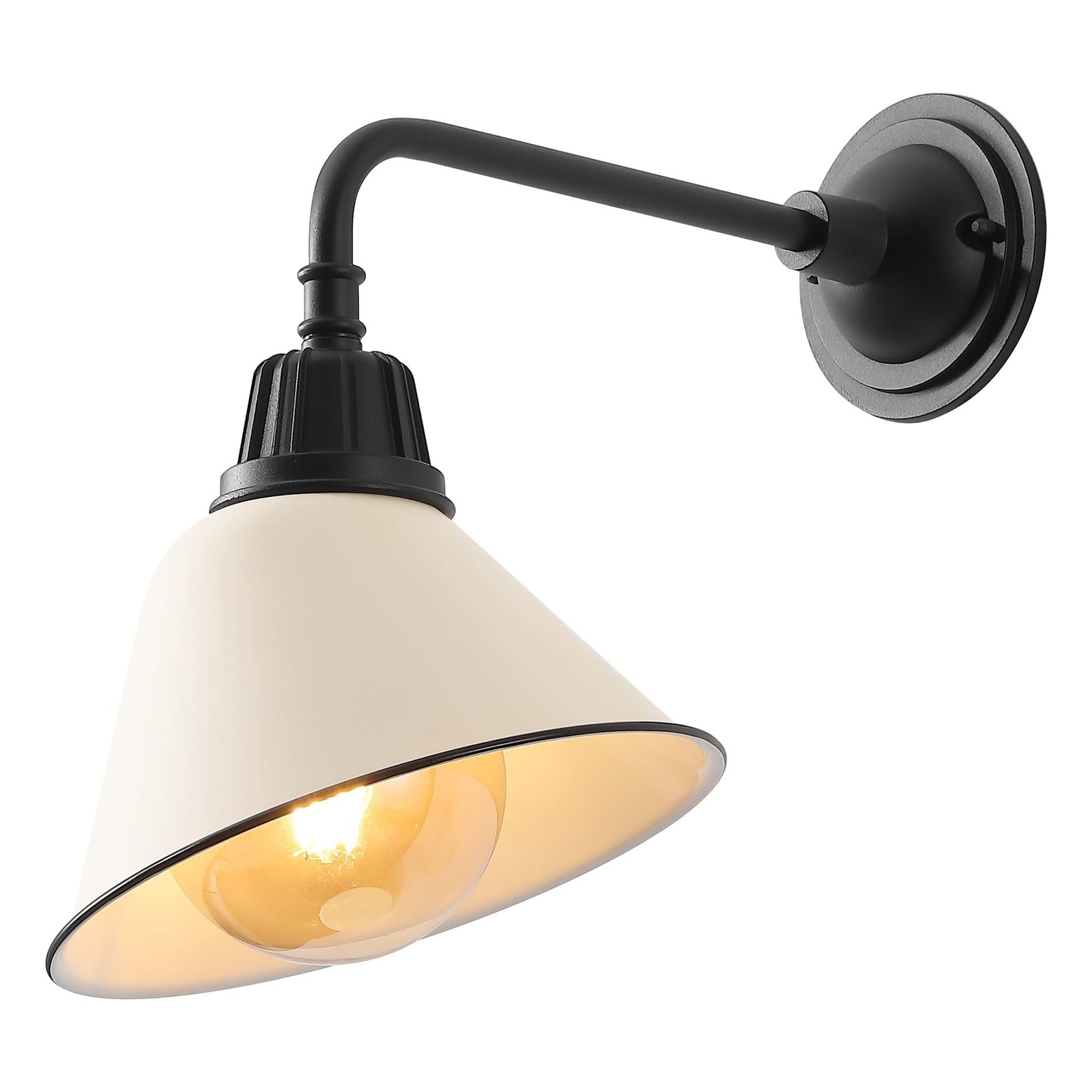 JONATHAN Y Croydon 1-Light Gooseneck Barn Sconce 9.63″, Matte Almond