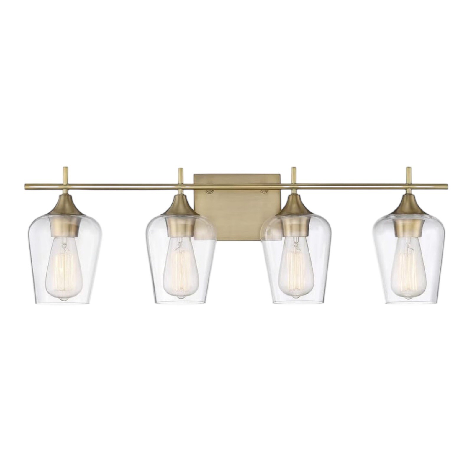 New In Box Savoy House Aubrey 28.75″ 4-Light Vanity Light Brass & Glass