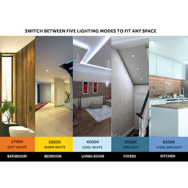 Utilitech LED Recessed Retrofit Downlight 6-Pack 2700K-6500K 5/6in Dimmable