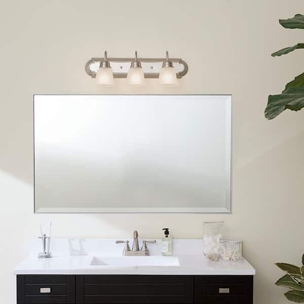 Kichler Independence 24in 3 Bell Shape Light Vanity Brushed Nickel Frosted Glass