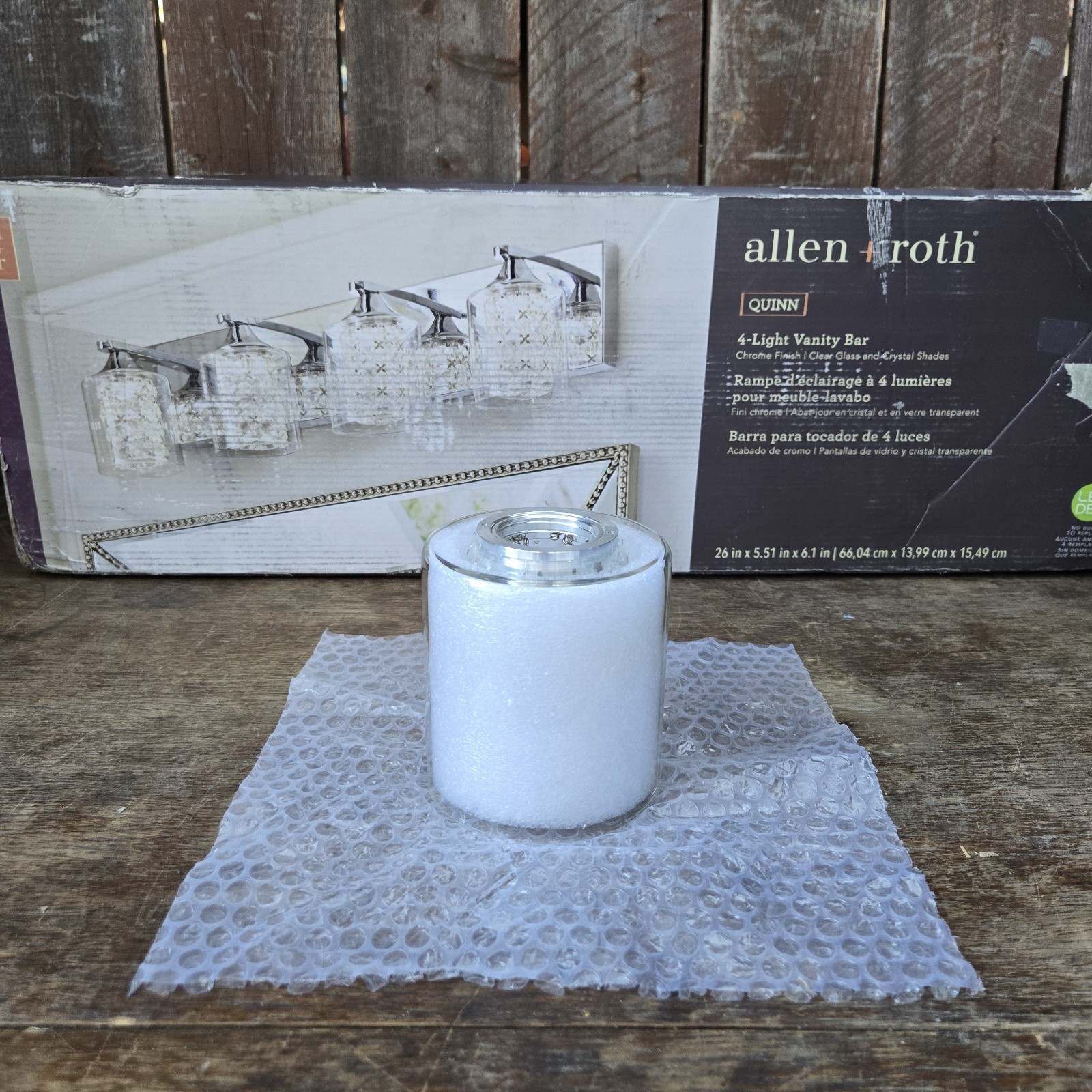 allen + roth Quinn 25.98-in 4 -Light Polished Chrome Vanity bar LED Glass Only