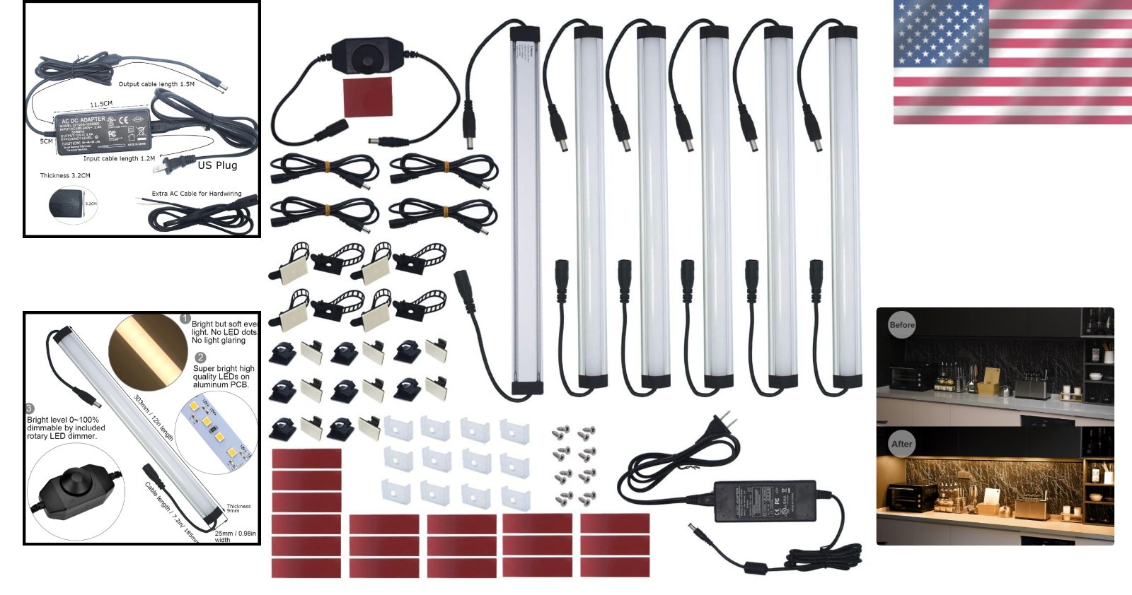 Super Bright 31W Warm White LED Cabinet Lighting Kit
