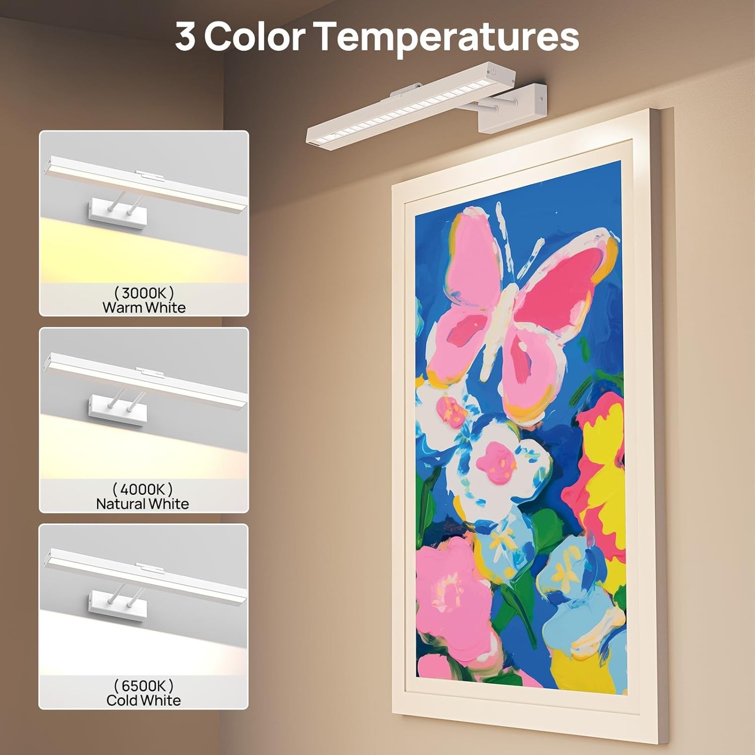 Picture Light Battery Operated,16in Wireless Art Light for Paintings Dimmable