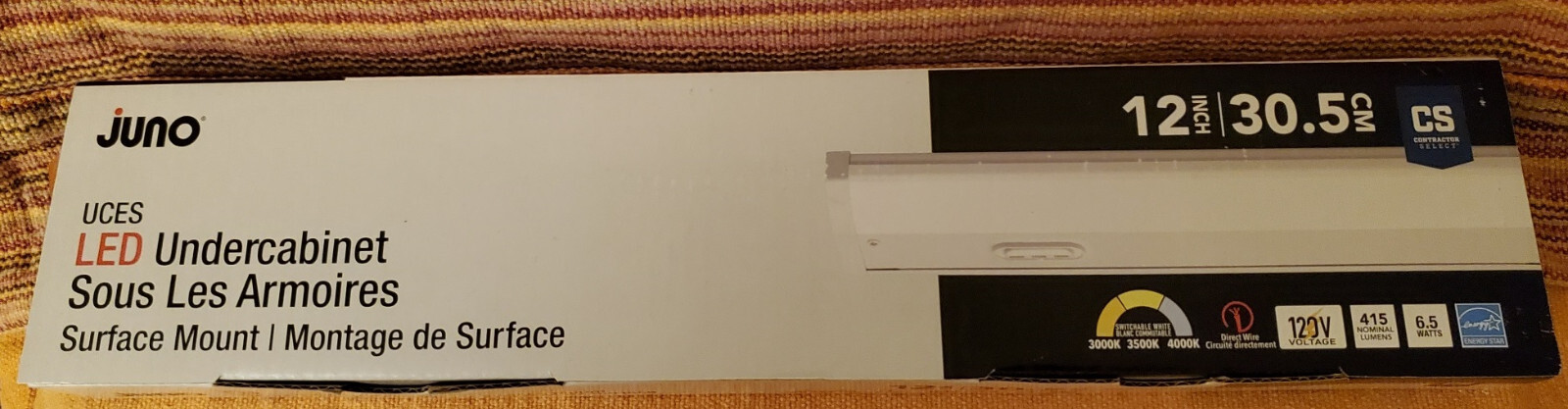 12″ Juno LED Lighting Strip Undercabinet 3 Settings Surface Mount UCES NIB