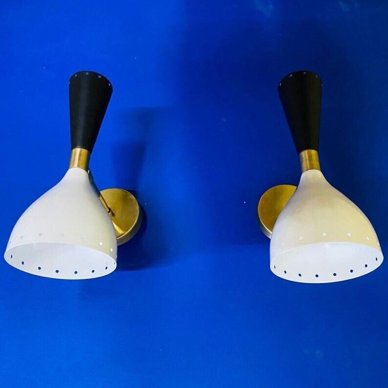 Diabolo Lights Mid Century Modern Wall Sconce Black & White Wall Fixture Lamp