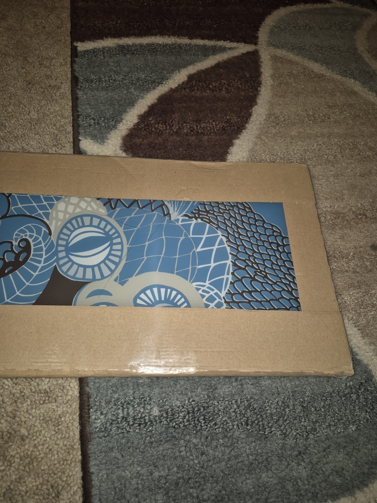 VTG GLASS for IKEA Wall Large 37.5” Panel Lamp GYLLEN Abstract Modern Blue Fish