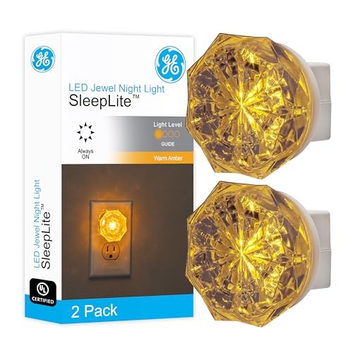 LED Night Light Plug-In Amber Energy Efficient Bedroom Nursery 2 Pack