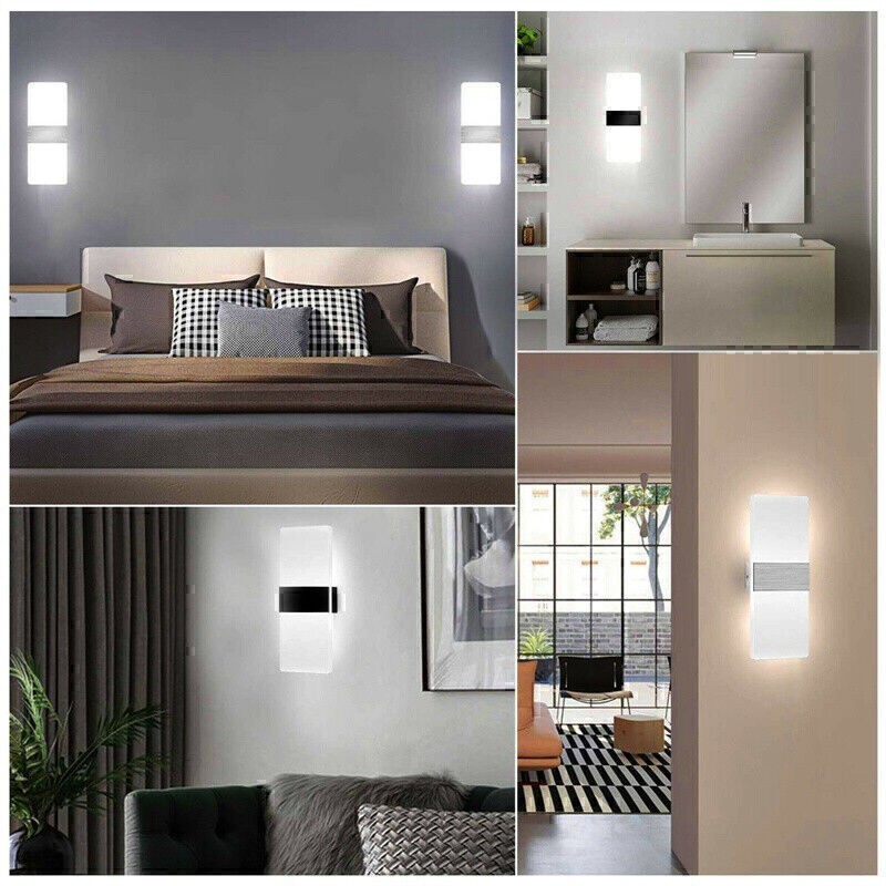 2x Modern Square LED Wall Light Up Down Lamp Indoor Home Sconce Lighting Fixture