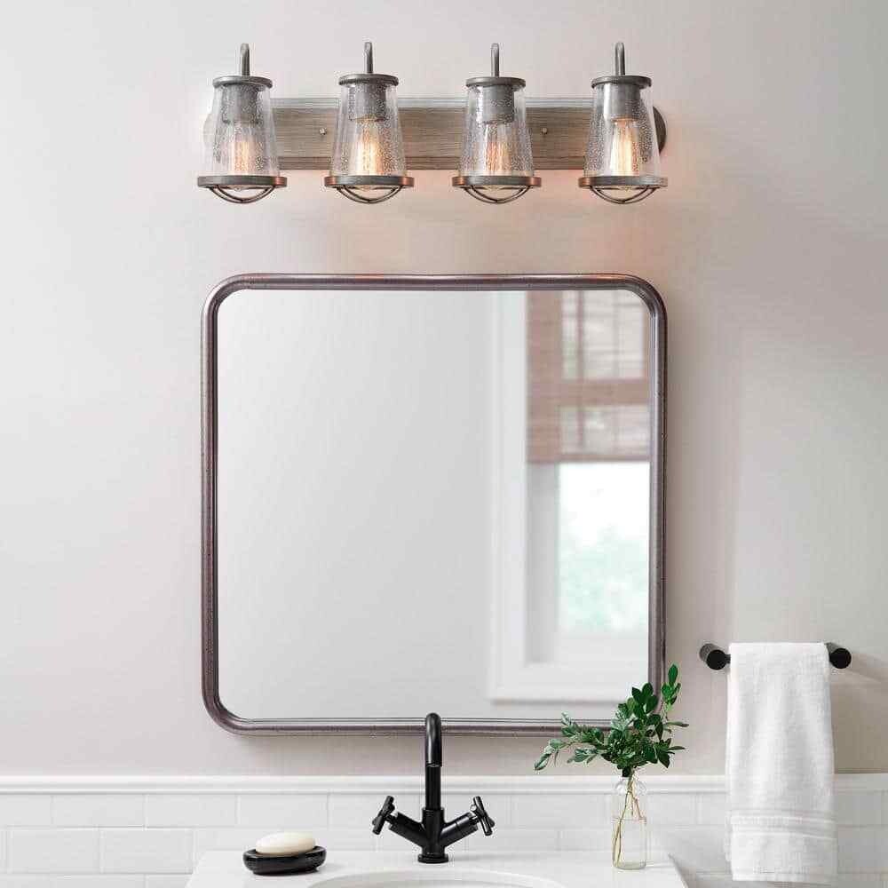 Home Decorators Georgina 32 in. 4-light Weathered Iron Industrial Indoor Vanity