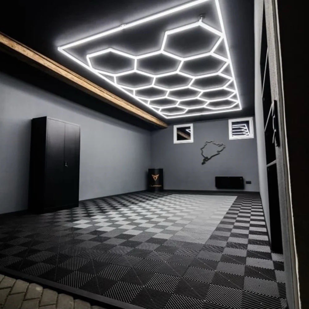 14 Hexagon LED Lighting Detailing Garage Workshop Retail Car Showroom Barber US