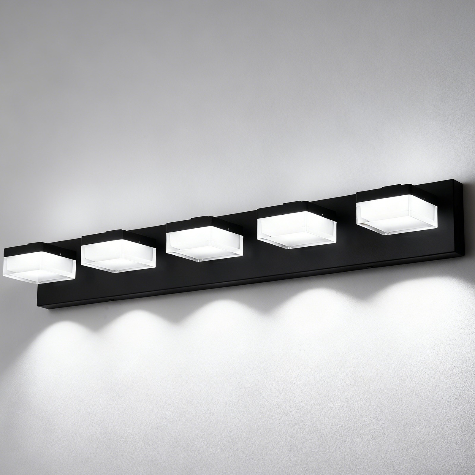 LED 31 Inch 5 Lights Vanity Light Bathroom Mirror Sconce Modern Wall Lamp Black