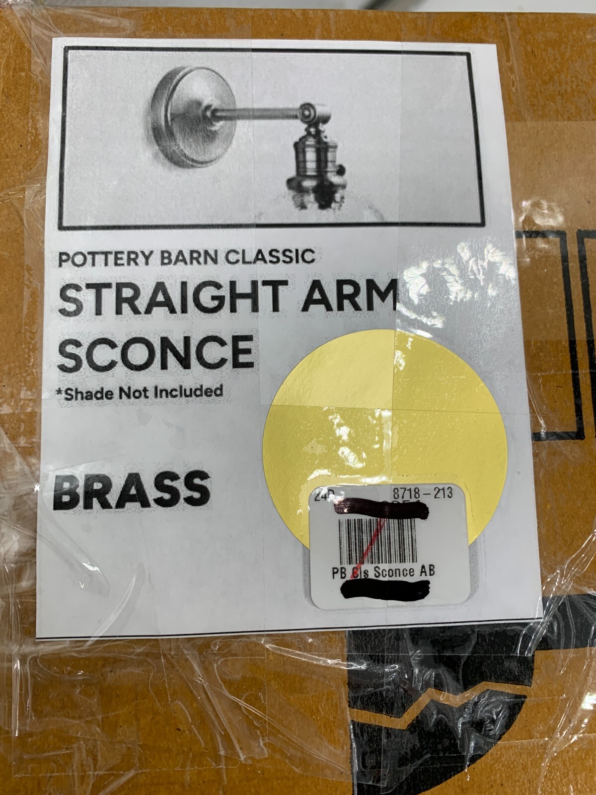 Pottery Barn Classic Straight Arm Sconce Kit Brass No Shade #9790A