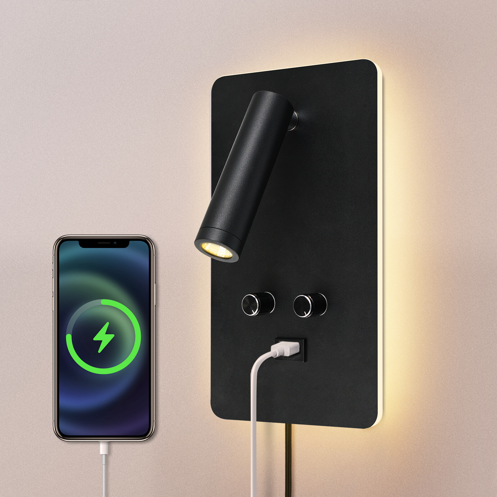 LED Wall Light Dimmable Wall Lamp Plug in Wall Sconce Reading Spotlight Bedside