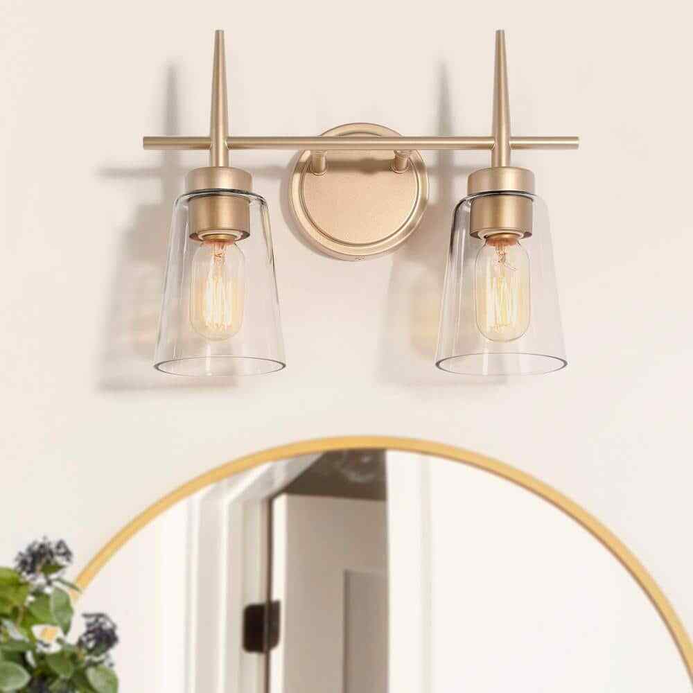 Uolfin Gold Bell Bathroom Vanity Light 2-Light Modern Powder Room Vanity Light