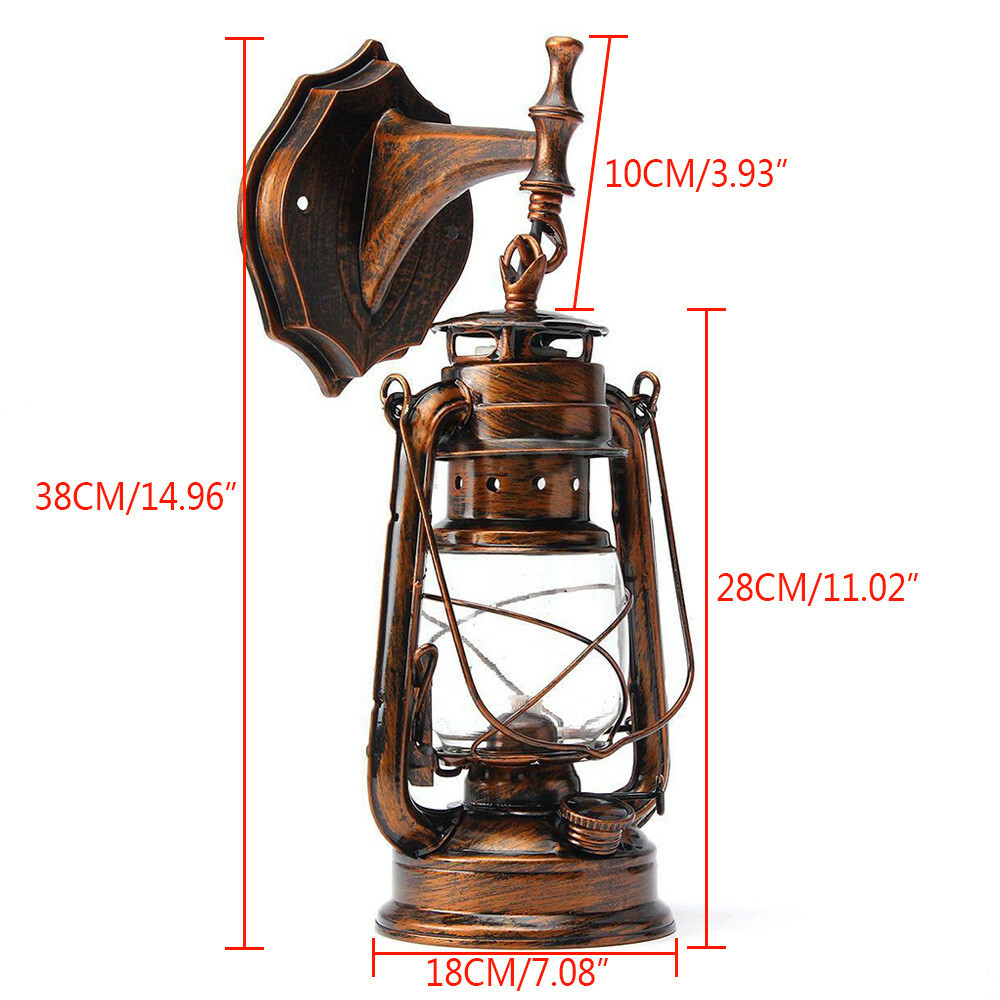 Retro Antique Garden Wall Lantern Metal Plastic Path Lamp Porch Light