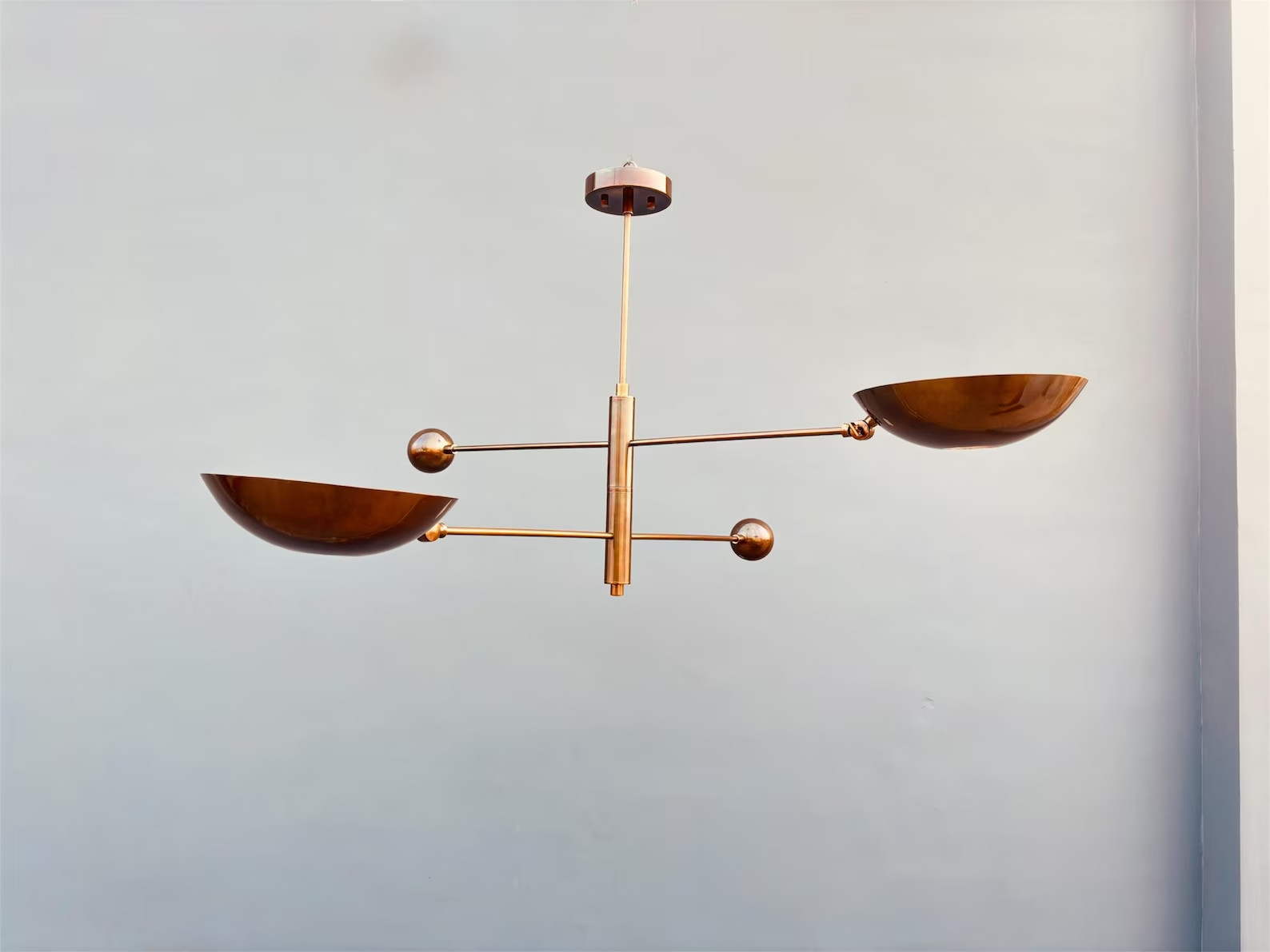 2 Pendant Light Antique Brass Sputnik Chandelier Light Mid Century Brass Modern