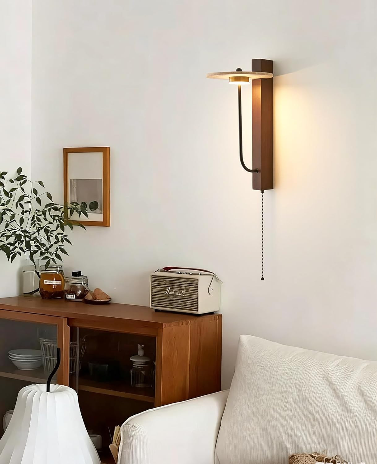 Yellow Travertine Wall Sconce, 15.7″ Japanese Vintage Wabi Sabi Light Fixture wi