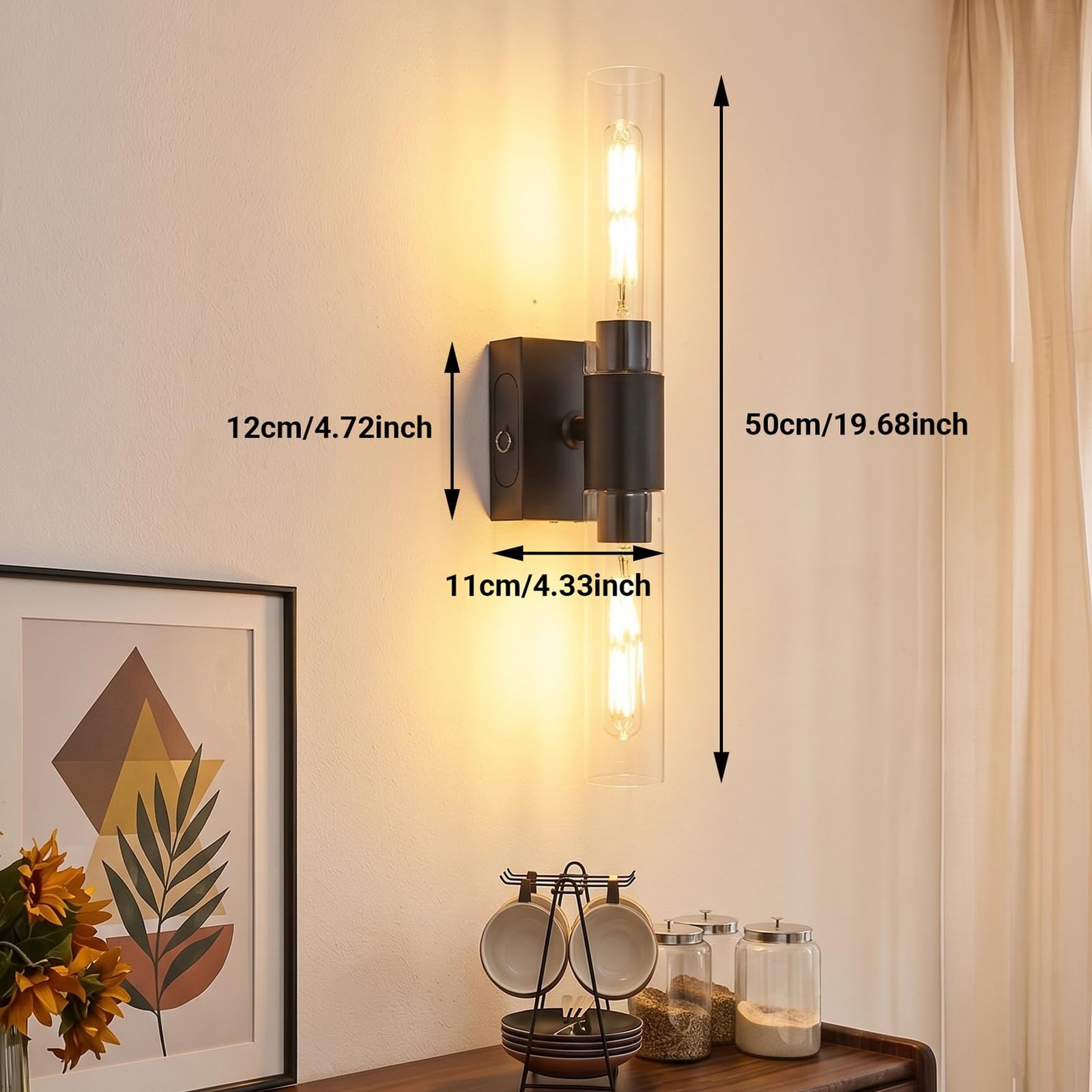 civaca Peel and Stick Wall Sconces, Black Battery Operated One Size,
