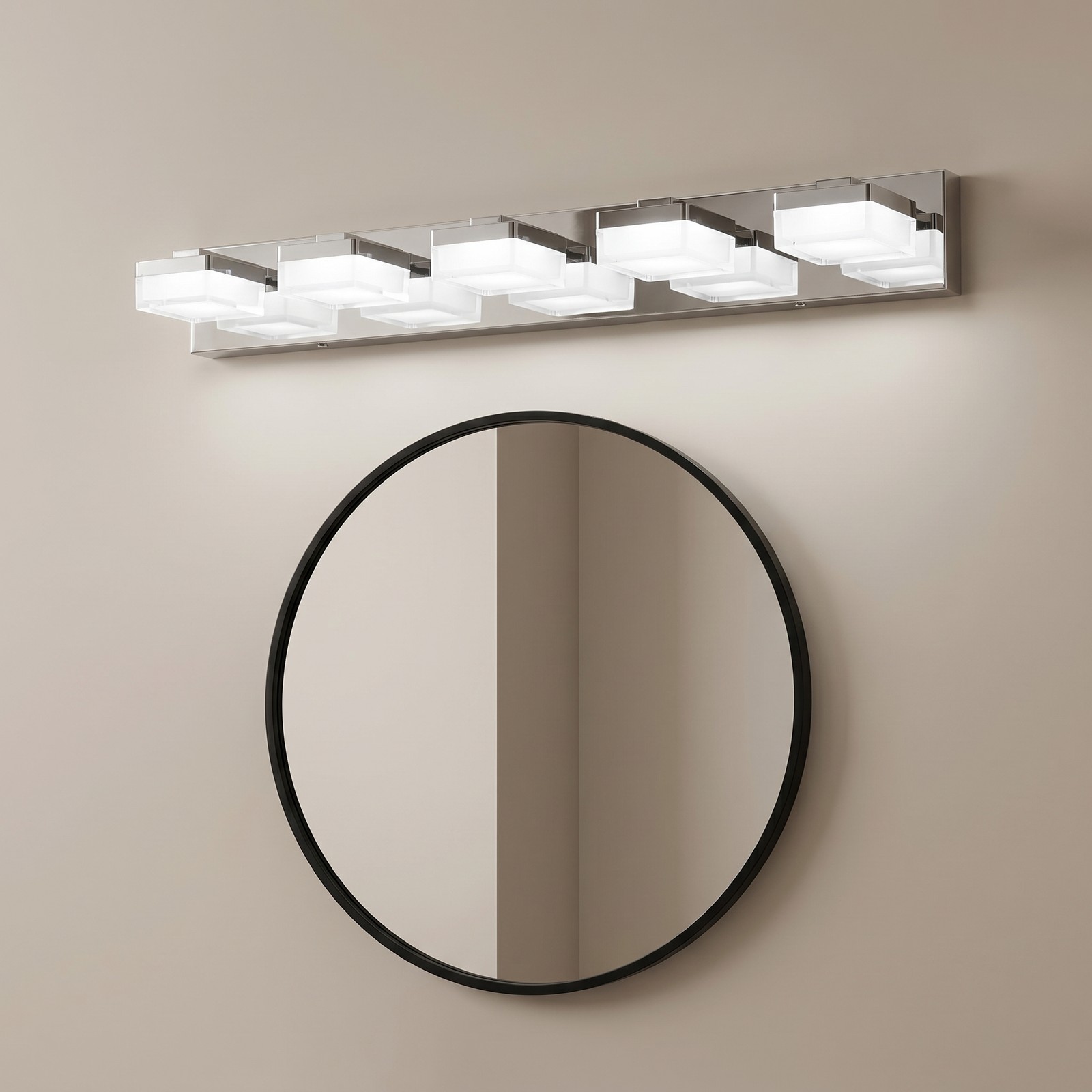 31» Modern Chrome Vanity Light 5 Lights LED Bathroom Mirror Wall Sconce Fixture